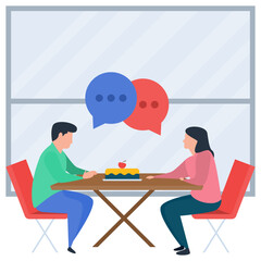 
Talking each other, chatting flat design illustration 

