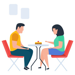 
Drinking tea flat illustration isolated on white background 
