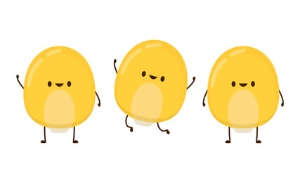 Corn vector. Corn kernel character design. Corn on white background. Corn kernel vector.