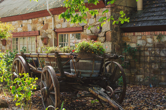 Vintage wagon converted into garden