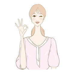 オッケーサインの女性　ナチュラル