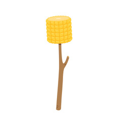 Corn vector. Yellow corn stabbed vector. Corn and stick vector.