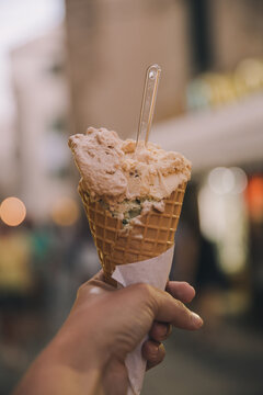 A big italian gelato in cone