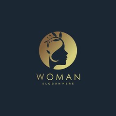 Woman logo with modern golden gradient style, beauty, luxury, Premium Vector part 5