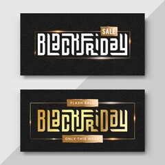 black friday sale luxury gold typography lettering square concept for trendy flayer and banner template promotion