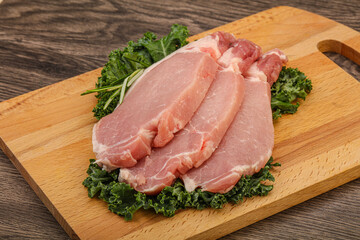 Raw pork steak for cooking