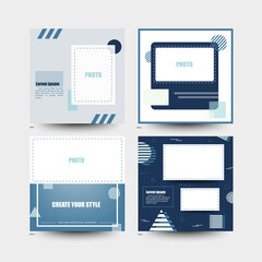 Abstract banner blue tone with space for photo design. Vector eps 10.