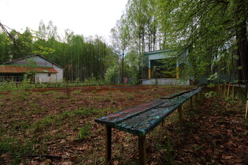 abandoned children's camp building and territory