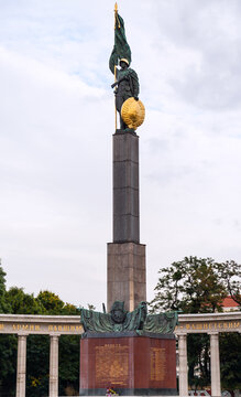 VIENNA, AUSTRIA - SEPTEMBER 26, 2015: Soviet War Memorial in Vienna (Heldendenkmal der Roten Armee, Heroes Monument of the Red Army). The memorial with Red Army Soldier was unveiled in 1945