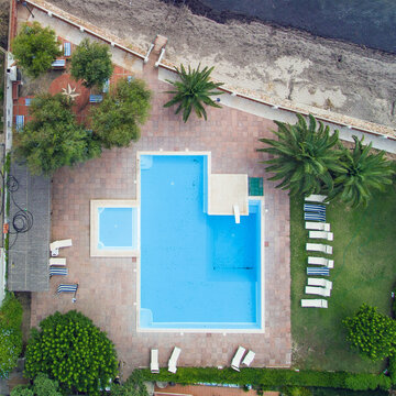Aerial view of a swimming pool