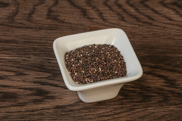 Fototapeta na wymiar Seasoning chia seeds in the bowl