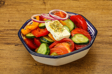 Traditional Greek salad with feta cheese