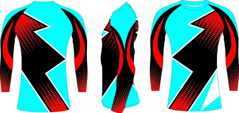 MMA Full Sleeve Rash Guards Front Back And Side View Illustrations  Vectors 