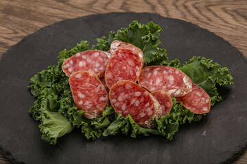Iberian pork Fuet sausage slices
