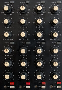 Close up of audio mixer