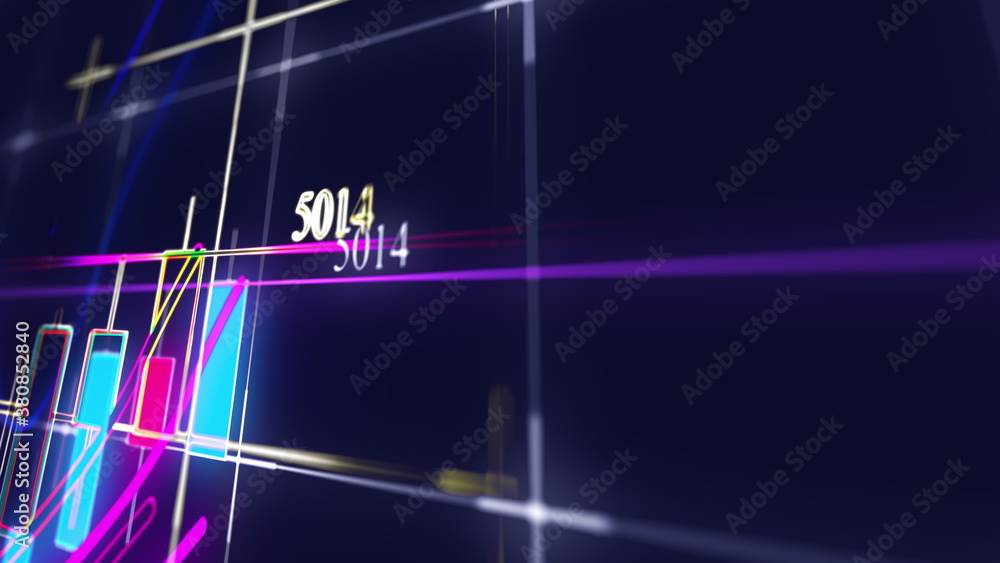 Poster rising bar graph of stock market investment trading. computer generated business backdrop. 3d render