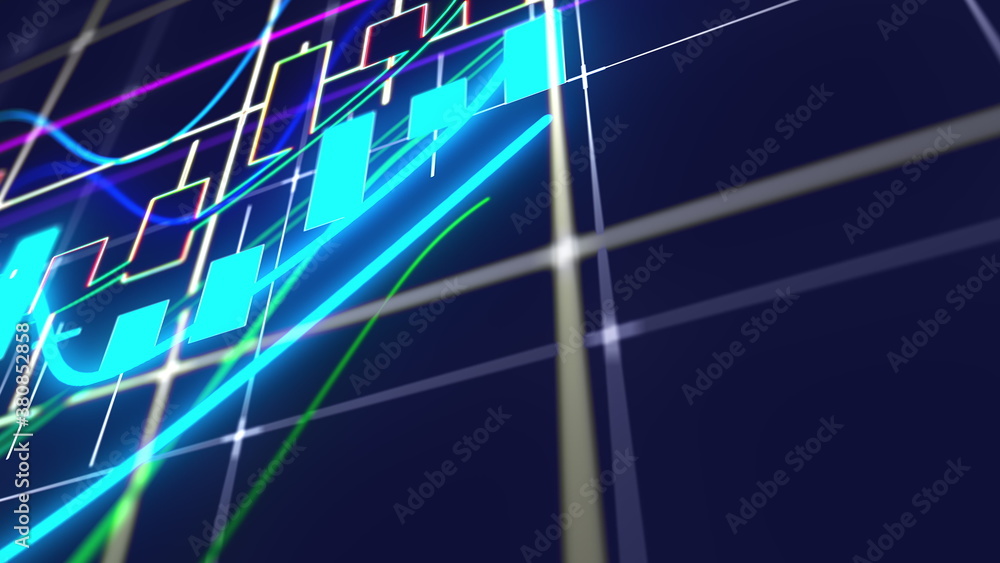 Poster rising bar graph of stock market investment trading. computer generated business backdrop. 3d render