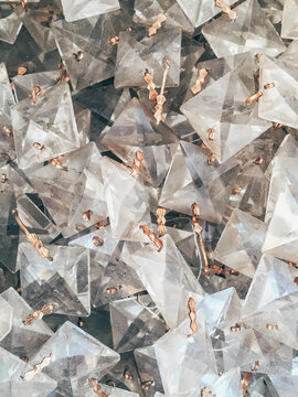 Close up of crystal chandelier