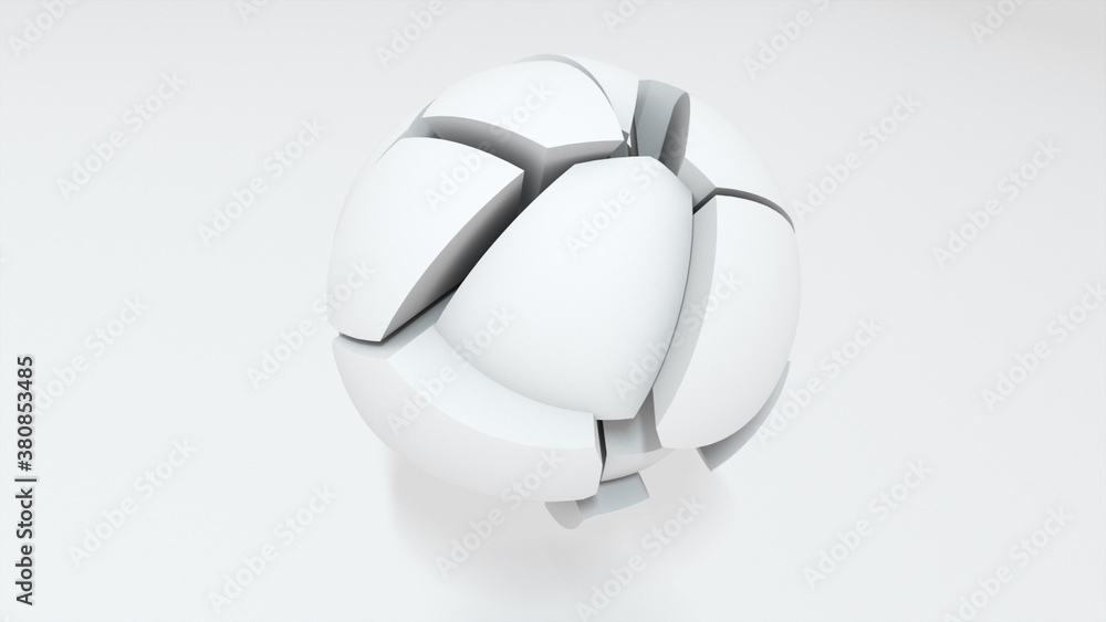 Poster 3d render of transformation of a scope into parts on a pure white background. computer generated abs