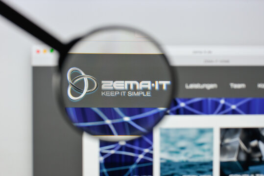 Milan, Italy - August 20, 2018: ZEMA IT website homepage. ZEMA IT logo visible.