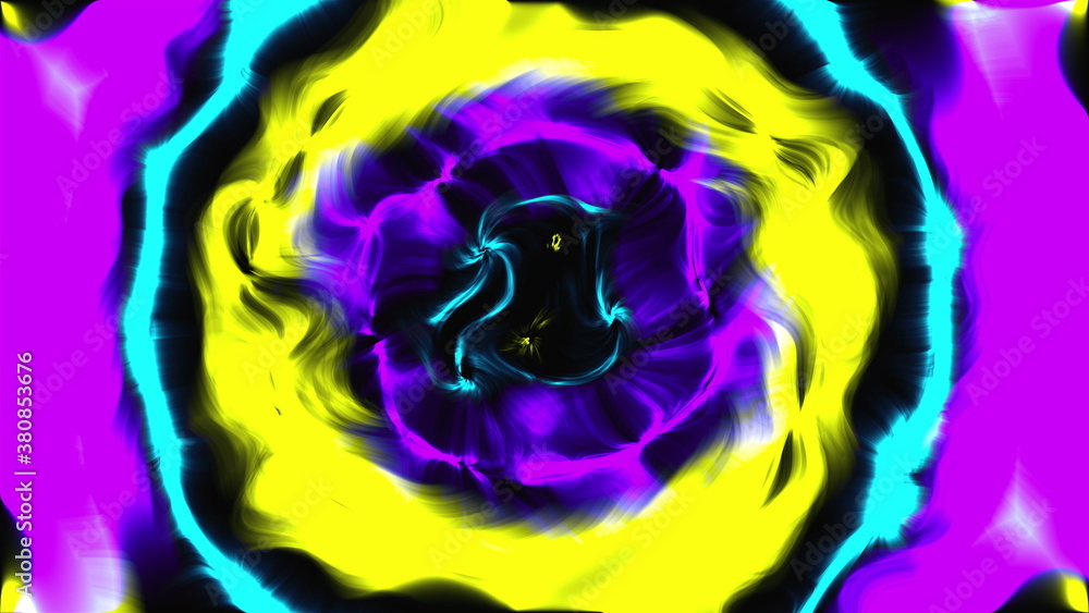 Poster computer generated fire circle with smooth color transitions. 3d rendering of abstract waving backgr