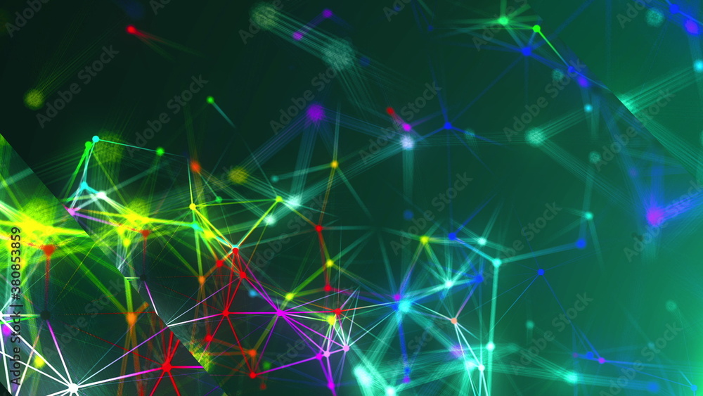 Poster abstract connection dots. technology background. network concept. 3d rendering