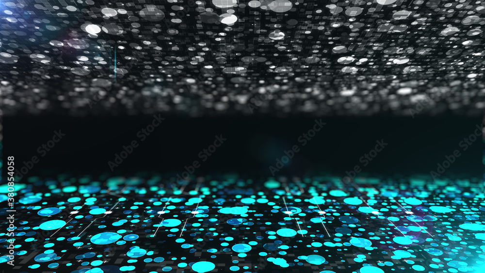 Poster digital abstract technologcal backdrop, computer generated. 3d rendering dynamic information flow.