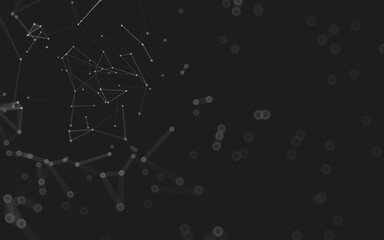 Abstract background. Molecules technology with polygonal shapes, connecting dots and lines. Connection structure. Big data visualization.
