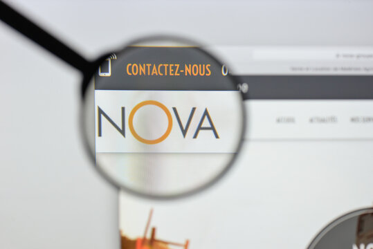 Milan, Italy - August 20, 2018: Nova Groupe website homepage. Nova Groupe logo visible.