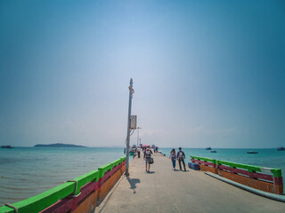 Chonburi/Thailand -20 apr 2019:Crowd of people transport Bali Hai Pier on Koh lan harbor in Pattaya city.Bali Hai Pier the harbor transit between Pattaya and Koh larn island