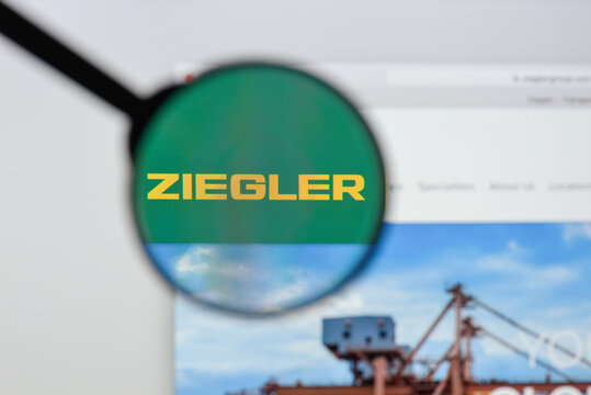 Milan, Italy - August 20, 2018: Ziegler Group website homepage. Ziegler Group logo visible.