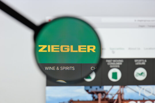 Milan, Italy - August 20, 2018: Ziegler Group website homepage. Ziegler Group logo visible.