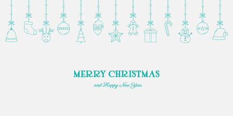 Elegant Christmas background with ornaments and greetings. Xmas decoration. Vector