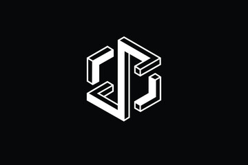 Minimal Innovative 3D Initial S logo and SS logo. Letter S SS creative elegant Monogram. Premium Business logo Hexagon icon. White color on black background