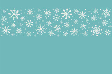 Winter background with beautiful snowflakes and copyspace. Christmas ornament. Vector
