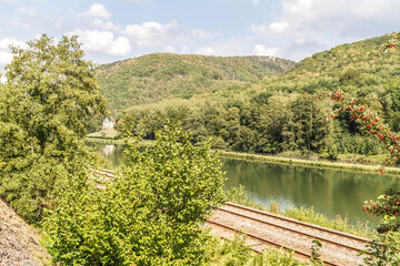 Fototapeta premium landscape with lake and forest