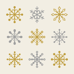 Simple snowflake icons. Christmas concept. Vector