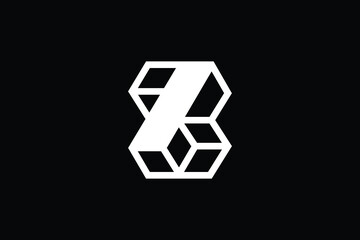 Minimal Innovative 3D Initial Z logo and ZZ logo. Letter Z ZZ creative elegant Monogram. Premium Business logo icon. White color on black background