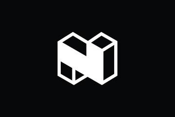 Minimal Innovative 3D Initial N logo and NN logo. Letter N NN creative elegant Monogram. Premium Business logo icon. White color on black background