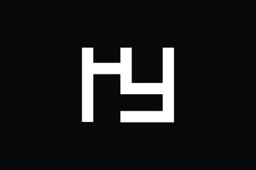 Minimal Innovative Initial HY logo and YH logo. Letter HY YH H Y creative elegant Monogram. Premium Business logo icon. White color on black background