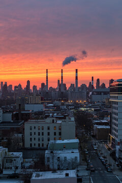 New York City at Sunset - View from Long Island City towards Manhattan