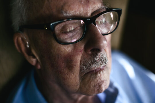 A 96 years old man sleeping. Grandfather.