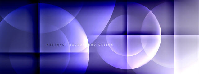 Vector abstract background - circle and cross on fluid gradient with shadows and light effects. Techno or business shiny design templates for text