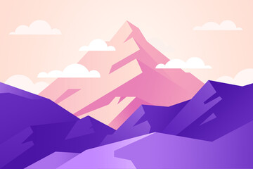 Vector landscape illustration. Mountain peak view. - 380861697