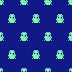 seamless pattern two color ship icon with dark blue background