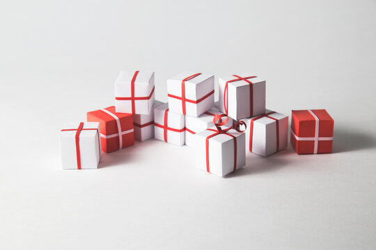 red and white paper parcels...