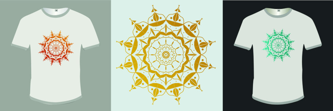 Mandala design for t-shirt vector. trendy t-shirt design ready to print. Yoga style mandala design for t-shirt, bag, wall mat.