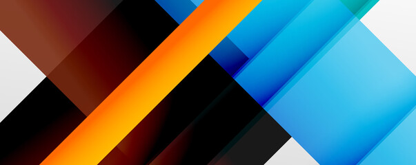 Geometric abstract backgrounds with shadow lines, modern forms, rectangles, squares and fluid gradients. Bright colorful stripes cool backdrops