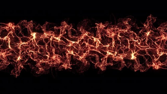 Abstract particle flame horizontal.Fire loopable animation.Hot texture motion background