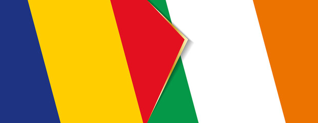 Romania and Ireland flags, two vector flags.